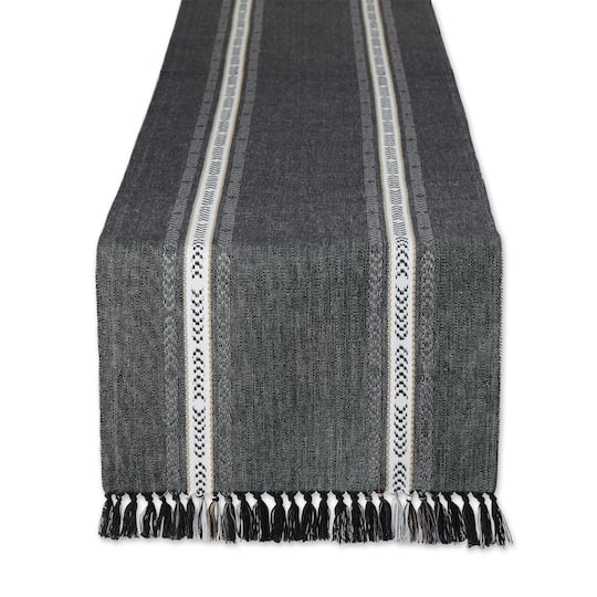 DII® 108" Dobby Striped Fringe Ribbed Table Runner